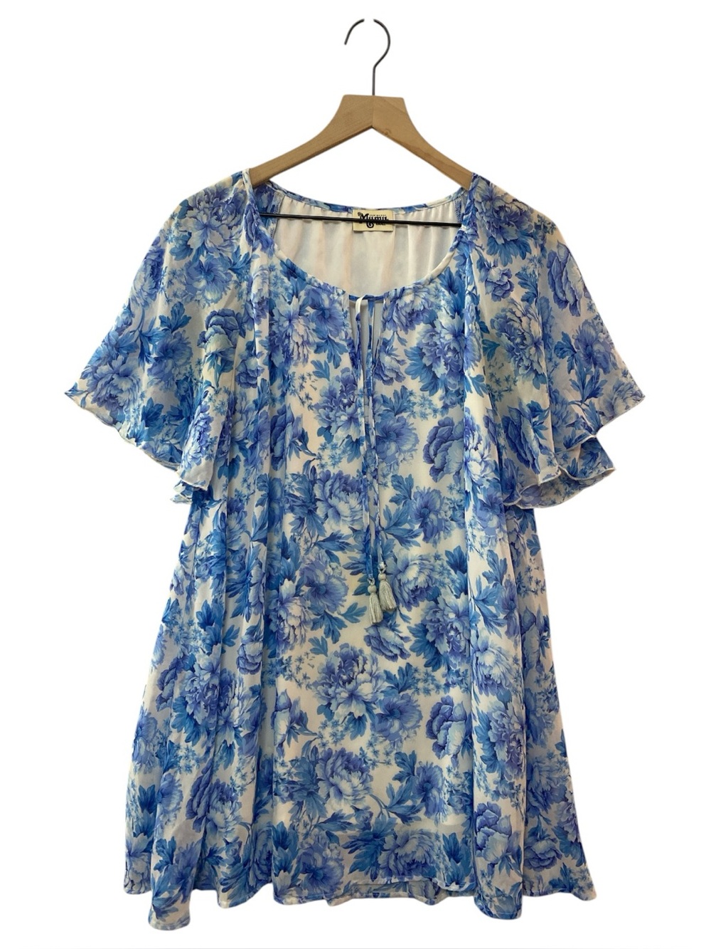 Show Me Your MuMuβ Floral Mini Dress Blue/White Flowy Lined Party Feminine